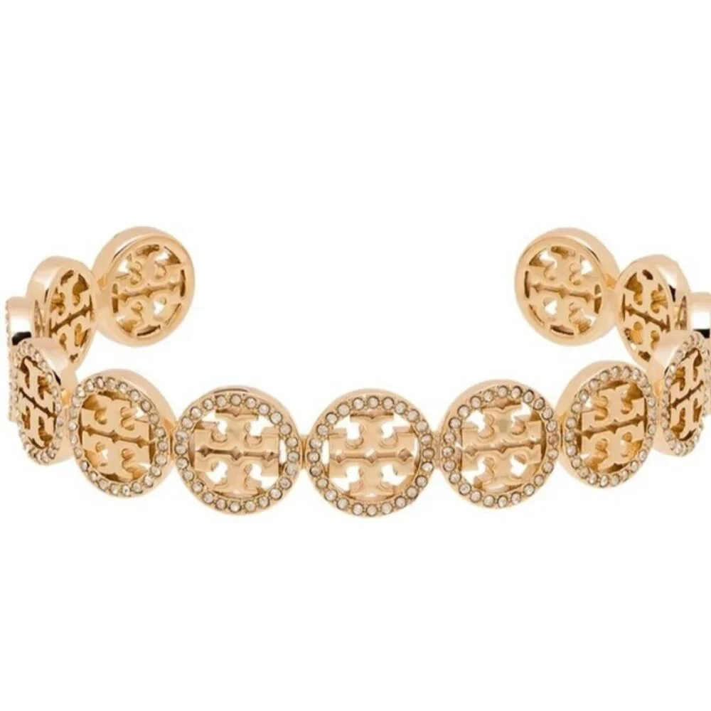 Tory Burch Gold Miller Pave Bracelet and Earring Set - Picture 2 of 5